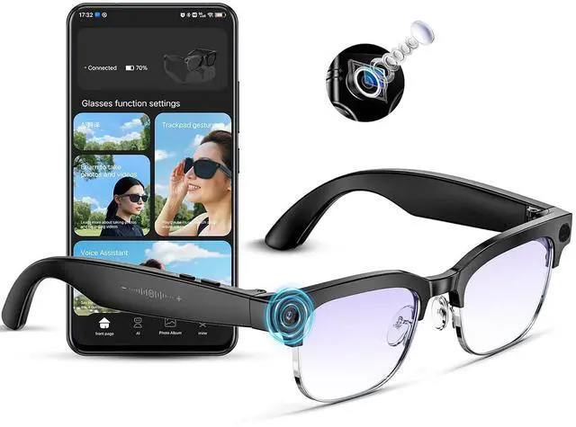 Main image of Mingtawn AI Smart Glasses 8MP Anti-Shake Camera Glasses, 290mAh, BT Call, 4K HD Camera with Video Recording Dual Mic, Simultaneous Interpretation/GPT Identify ObjectsBlue