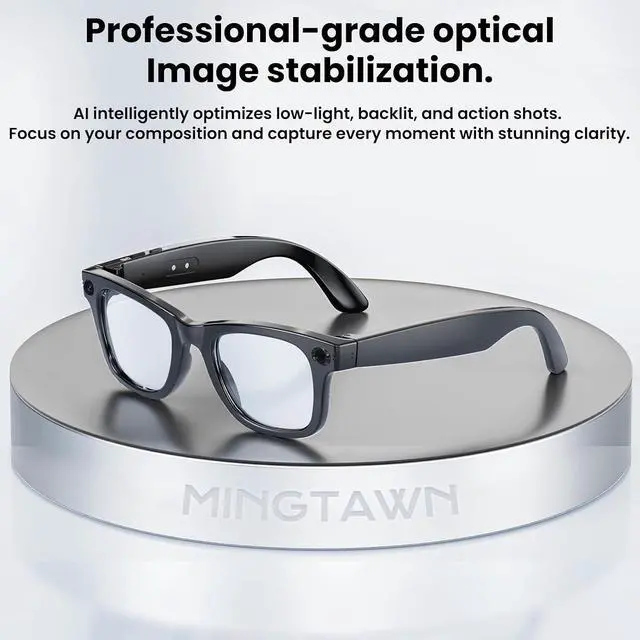 Alt view image 4 of 7 - Mingtawn AI Smart Glasses 4K HD Camera, BT Call, 800W Anti-Shake Camera Glasses with Video Recording Dual Mic, Simultaneous Interpretation/GPT Identify Objects, 270mAh Photochromic GlassesBlack
