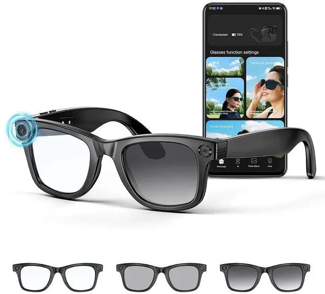 Main image of Mingtawn AI Smart Glasses 8MP Anti-Shake Camera Glasses, 290mAh, BT Call, 4K HD Camera with Video Recording Dual Mic, Simultaneous Interpretation/GPT Identify ObjectsBlack