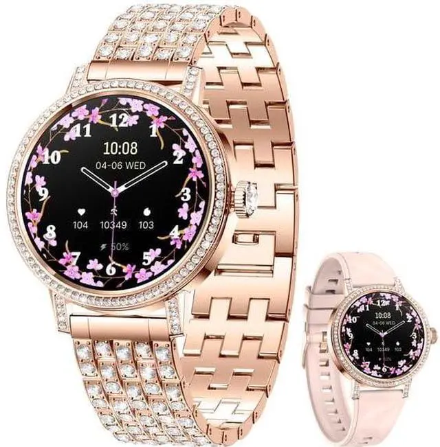 Main image of Smart Watch for Women Men, fits for Android and iOS Devices, Fitness Tracker/Pedometer, 1.27-inch smartwatch, Answer/Make Calls, IP68 Waterproof Water-Resistant Fitness Watch (Gold)