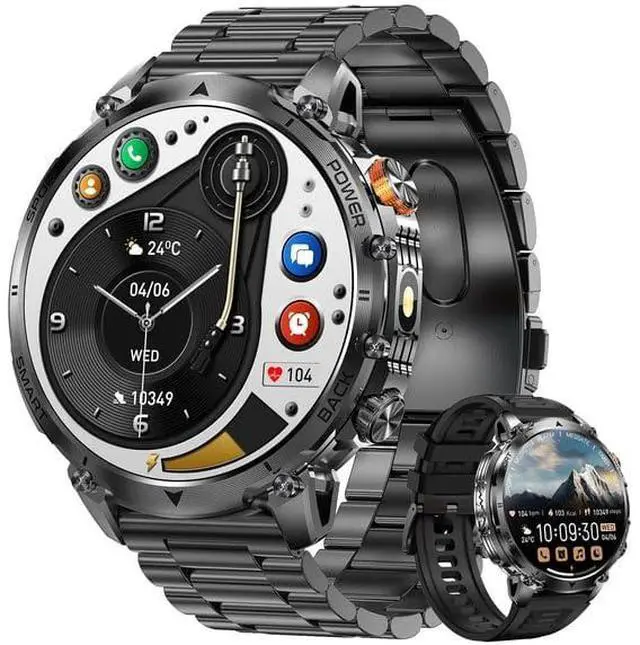 Main image of Smartwatch for Men,Fits for Android and iOS Devices, with Fitness Tracking, 1.7-inch, Answer/Make Calls, 100+ Sports Modes, IP68 Waterproof. Military Smartwatch Choice (Black)