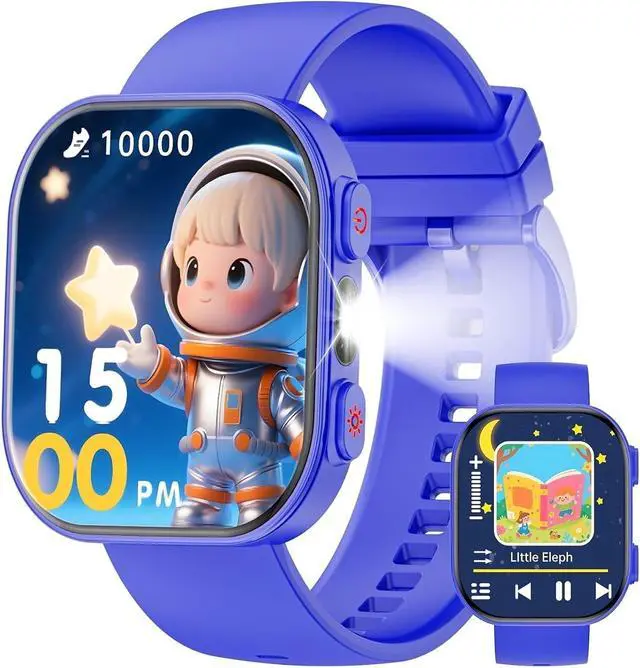 Main image of Kids Smartwatch 1.83-inch, IP68 Waterproof/Flashlight Function, Supports Learning Cards/Music Playback/Casual Games/Voice Recording/Alarm/Calculator, etc for Teens, Blue