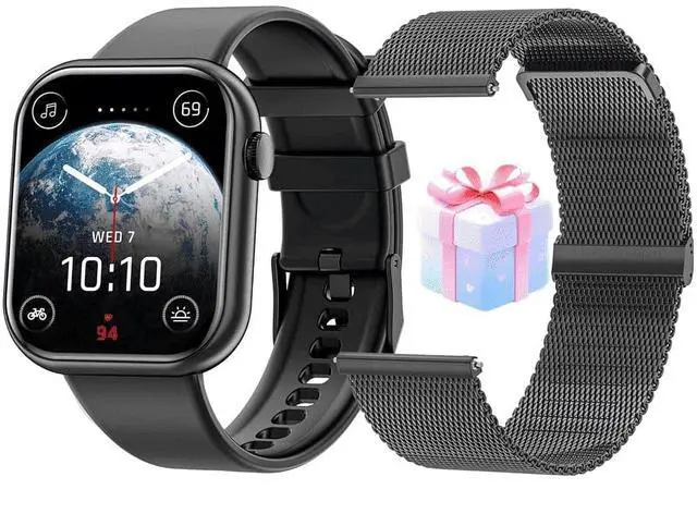 Main image of 2025 New 1.85-inch Men Women's Smartwatch with Answer/Make Calls/100 Sports Modes, IP67 Waterproof Fitness Tracker Compatible with Android iPhone DevicesBlack Milan Steel Belt