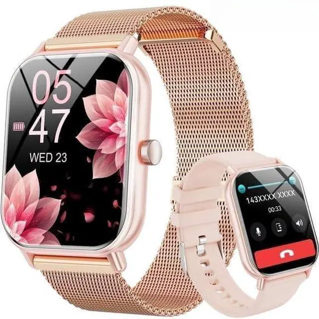 Main image of 1.85-Inch Men's and Women's smartwatch fits for Android and iOS Devices with Fitness Tracker, Pedometer, Answer/Call/120 Sport Modes, IP68 Waterproof Fitness Watch, (Milanese Steel Band)