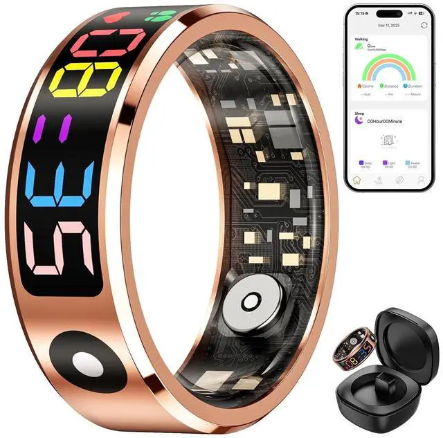 Main image of 2025 New Slim Smart Ring, Men's and Women's Smart Ring, Smart Watch/Fitness Tracker with 5ATM Water Resistance fits for Android and iPhone Devices
