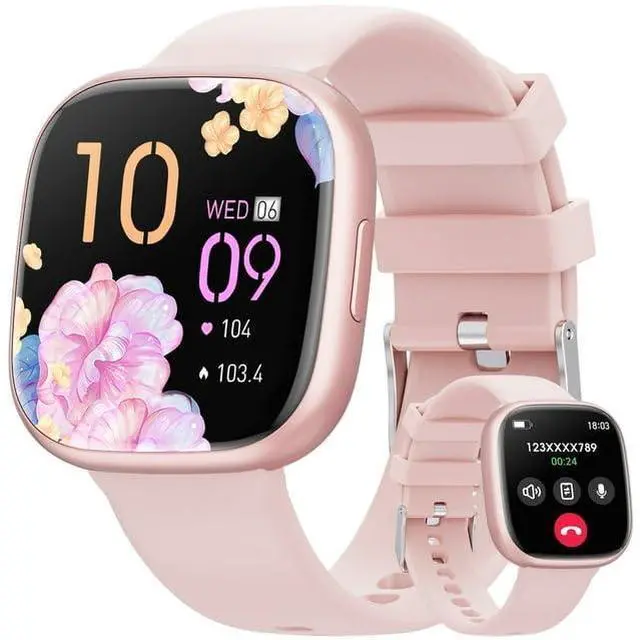 Main image of 2025 New 1.72-Inch Women's Smart Watch with Answer/Make Calls/100 Sports Modes, 1ATM Waterproof, fits for Android and iPhone Devices (Alloy Pink)