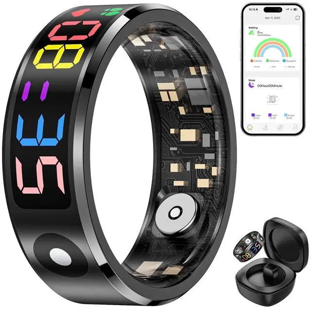 Main image of 2025 New Slim Smart Ring, Men's and Women's Smart Ring, Smart Watch/Fitness Tracker with 5ATM Water Resistance fits for Android and iPhone Devices (Black 11)