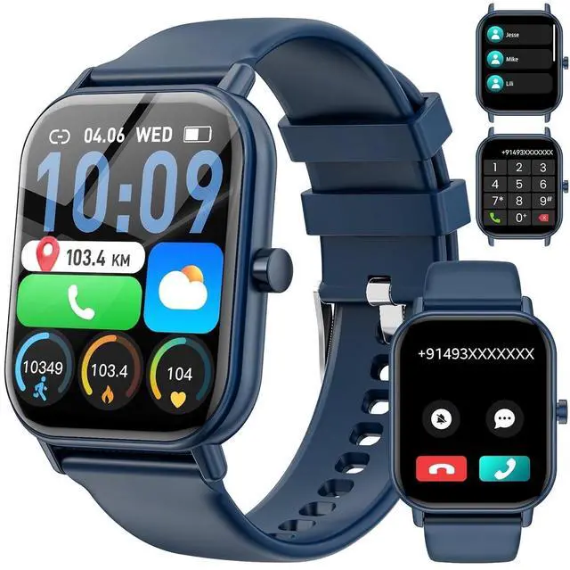 Main image of smartwatch for Android and iPhone Devices1.85 Inches with Answer/Make Calls/100+ Sport mode/IP68 Waterproof, with Activity Fitness Tracker for Men and Women (Blue)
