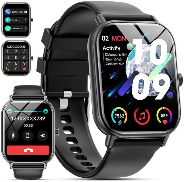 Main image of smart watch for Women, Compatible with Android and ios Devices, Featuring Fitness Tracker, 1.85-inch Smartwatch Gift, Answer/Make Calls/120 Sports Modes, IP68 Water-Resistant Fitness Watch (Black)