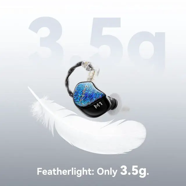 Alt view image 7 of 7 - Tipsy M1 IEM, Bamboo Fiber Diaphragm in-Ear Monitor, Warm, Lively Bass & Vocals, 36dB Noise Isolation, Resin Shell, Detachable 0.78mm 2Pin Cable (No Mic, Blue)