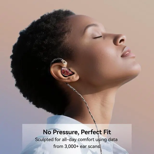 Alt view image 6 of 7 - Tipsy M1 IEM, Bamboo Fiber Diaphragm in-Ear Monitor, Warm, Lively Bass & Vocals, 36dB Noise Isolation, Resin Shell, Detachable 0.78mm 2Pin Cable (No Mic, Red)