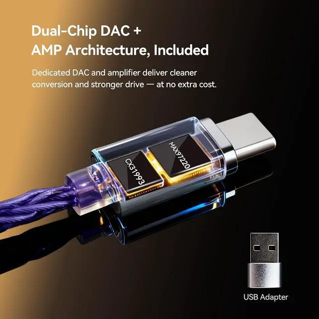 Alt view image 6 of 7 - Tipsy M5 Ultra IEM, 5Driver Hybrid (Bone Conduction + DD + 2BA + Planar), Includes 3.5/4.4/6.35 Plugs and HiFi DualChip DAC, Big Dynamics, High Resolution, Extreme Detail