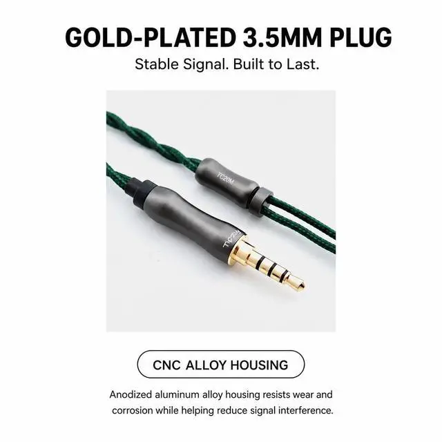 Alt view image 7 of 7 - Tipsy TC-20 Gaming IEM Upgrade Cable with Mic, 0.78mm 2-Pin Cable, 1.5m Cotton-Wrapped Silver-Plated & OFC Hybrid Cable, in-Line Controls for Gaming, Calls & Music(Recessed)