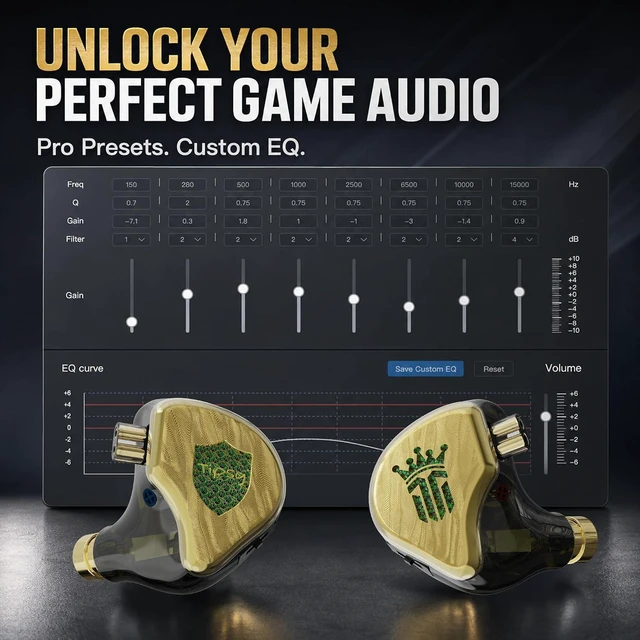 Alt view image 6 of 6 - Tipsy TG4 Gaming IEMs with Mic, 4-Driver Hybrid Gaming Earbuds, Custom EQ App & Web Control, Dual Gaming Modes, HiFi DSP Audio with USB-C & USB-A Adapter for PC, Phone, Xbox, Switch & Steam Deck(Gold)