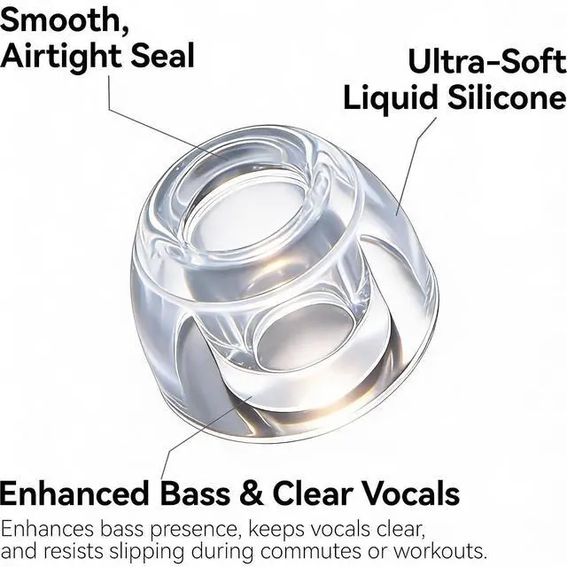 Alt view image 4 of 6 - Tipsy IEM Ear Tips Set, 6 Pairs: Liquid Silicone, SkinFriendly Silicone, Memory Foam, Fits Tipsy M5/M3/M1/HD6/HD4 (C-L Size)