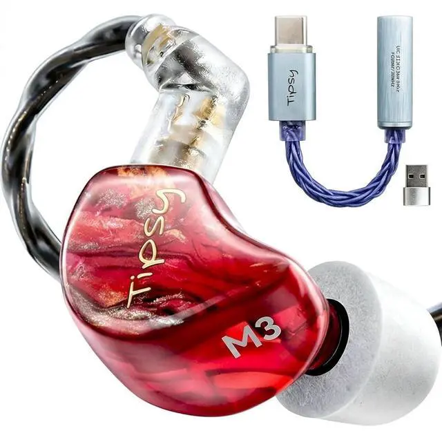 Main image of Tipsy M3 IEM + USBC DualDAC Adapter Bundle PlugandPlay HiFi, 1DD+2BA Clarity + Powerful Bass