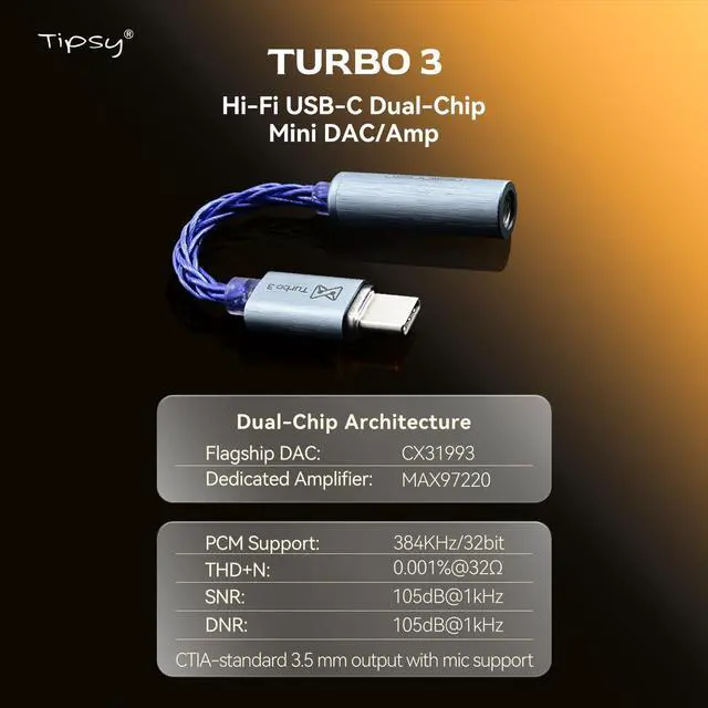 Alt view image 4 of 7 - Tipsy M3 IEM + USBC DualDAC Adapter Bundle PlugandPlay HiFi, 1DD+2BA Clarity + Powerful Bass