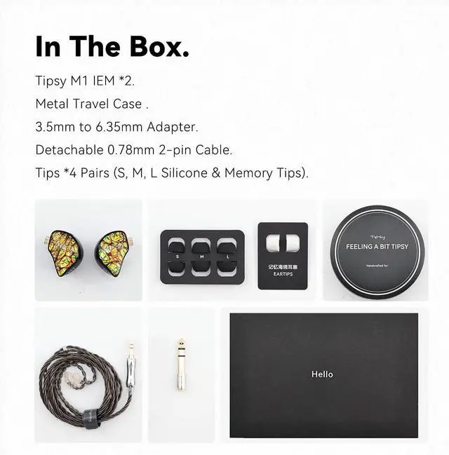 Alt view image 5 of 7 - Tipsy M1 IEM, Bamboo Fiber Diaphragm in-Ear Monitor, Warm, Lively Bass & Vocals, 36dB Noise Isolation, Resin Shell, Detachable 0.78mm 2Pin Cable (No Mic, Green)