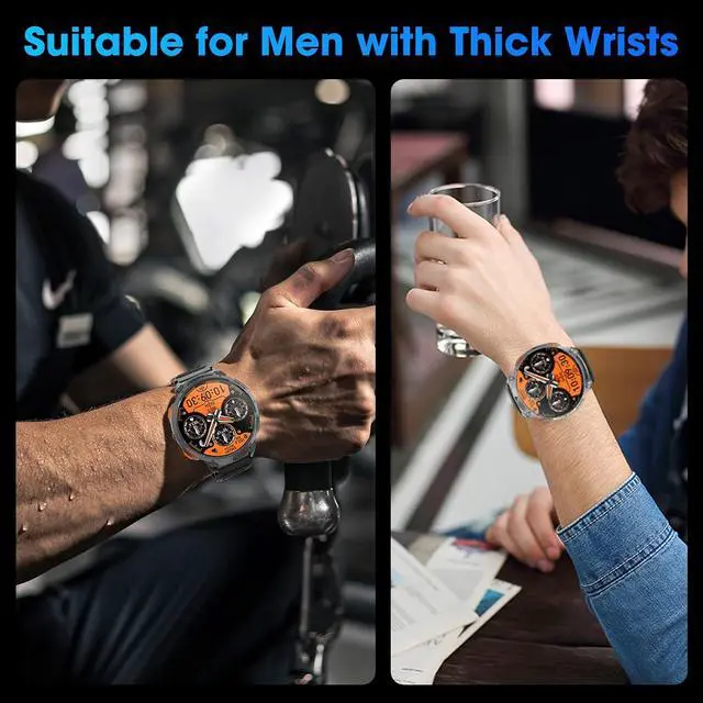 Alt view image 6 of 7 - Military Smart Watch for Men 1.85" HD Touch Screen 730mAh Battery Smart Watches with LED Flashlight for Android iOS Bluetooth Call Answer/Dial Calls Fitness Tracker with Heart Rate Blood