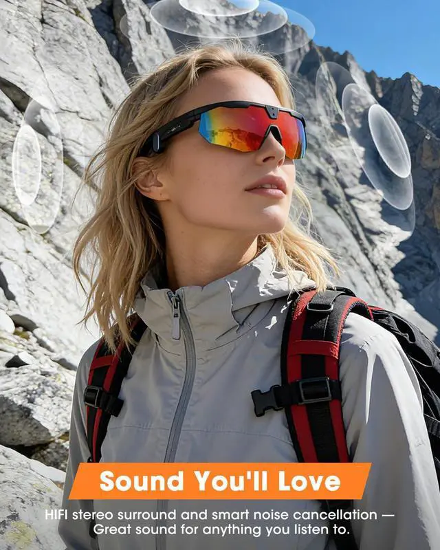 Alt view image 5 of 6 - Mingtawn Smart Glasses with 4K HD Anti-Shake Camera & 3D Stereo Speakers | Polarized UV400 Sports Sunglasses | Bluetooth AI Glasses for Outdoor Video, Photos & Music | HiFi Audio Action Camera (Dark)