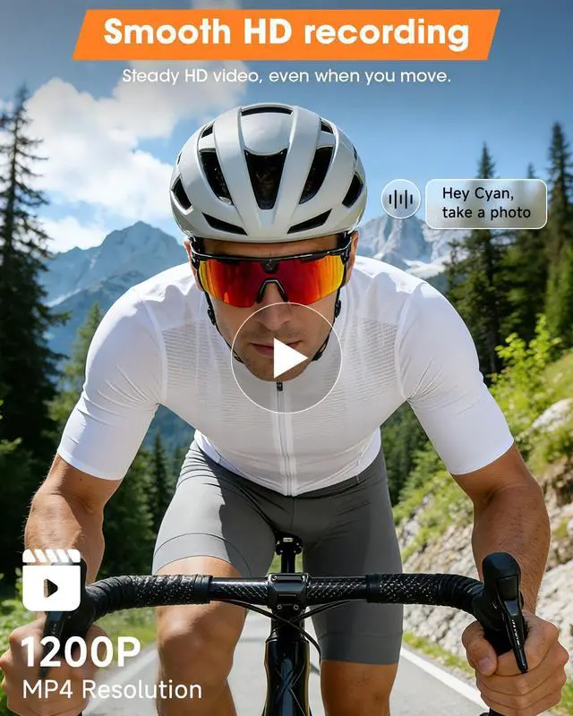 Alt view image 4 of 6 - Mingtawn Smart Glasses with 4K HD Anti-Shake Camera & 3D Stereo Speakers | Polarized UV400 Sports Sunglasses | Bluetooth AI Glasses for Outdoor Video, Photos & Music | HiFi Audio Action Camera (Dark)