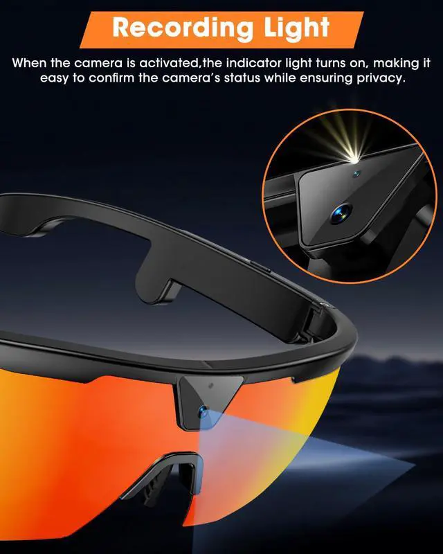 Alt view image 6 of 6 - Mingtawn Smart Glasses with 4K HD Anti-Shake Camera & 3D Stereo Speakers | Polarized UV400 Sports Sunglasses | Bluetooth AI Glasses for Outdoor Video, Photos & Music | HiFi Audio Action Camera (Dark)