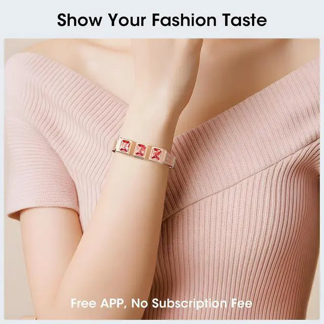 Alt view image 5 of 6 - Women's Smart Bracelet with 2 Bands, Health Fitness Tracker, 24/7 Heart Rate/Blood Oxygen/HRV/Sleep Monitor, Fashion Ruby Wristband with Message/Call Reminder Free Subscription