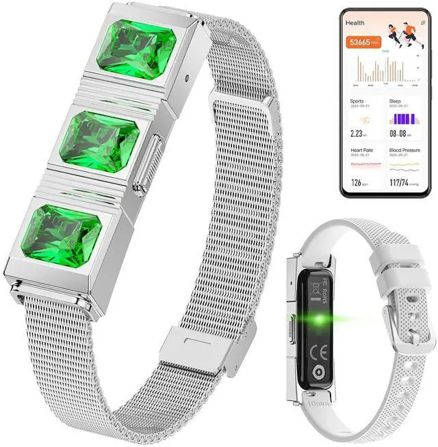 Main image of Women's Smart Bracelet with 2 Bands, Health Fitness Tracker, 24/7 Heart Rate/Blood Oxygen/HRV/Sleep Monitor, Fashion Ruby Wristband with Message/Call Reminder Free Subscription