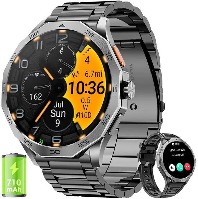 Main image of Military Smart Watch for Men 1.85" HD Ultra Screen Touch Screen 710mAh Battery Smart Watches for Android iOS Bluetooth Call Answer/Dial Calls Fitness Tracker with 100+ Sports