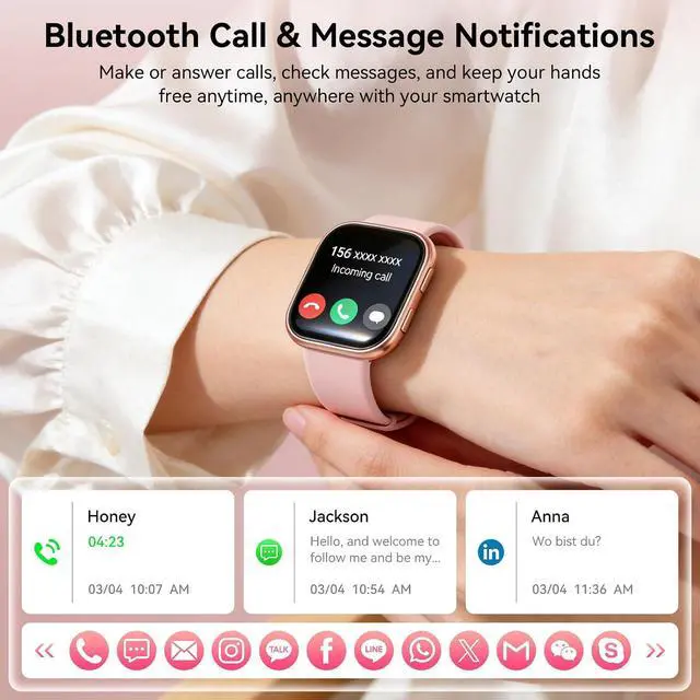 Alt view image 3 of 7 - Mingtawn Smart Watches for Women Men with 7 Interchangeable Bands,1.83" HD Smart Watch with Heart Rate/Sleep Monitor,Fitness Watch with Bluetooth Call,120+ Sport Modes Activity Tracker Bands Gift Set