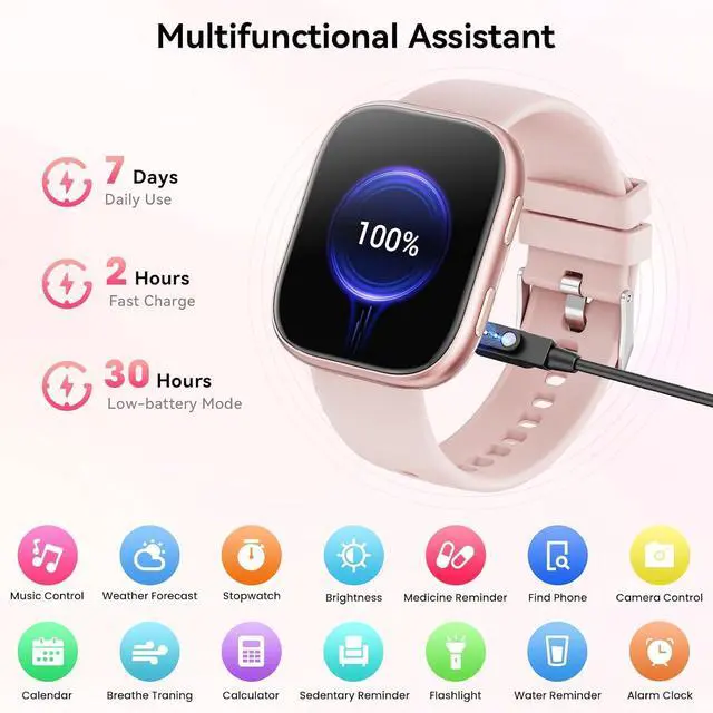 Alt view image 7 of 7 - Mingtawn Smart Watches for Women Men with 7 Interchangeable Bands,1.83" HD Smart Watch with Heart Rate/Sleep Monitor,Fitness Watch with Bluetooth Call,120+ Sport Modes Activity Tracker Bands Gift Set