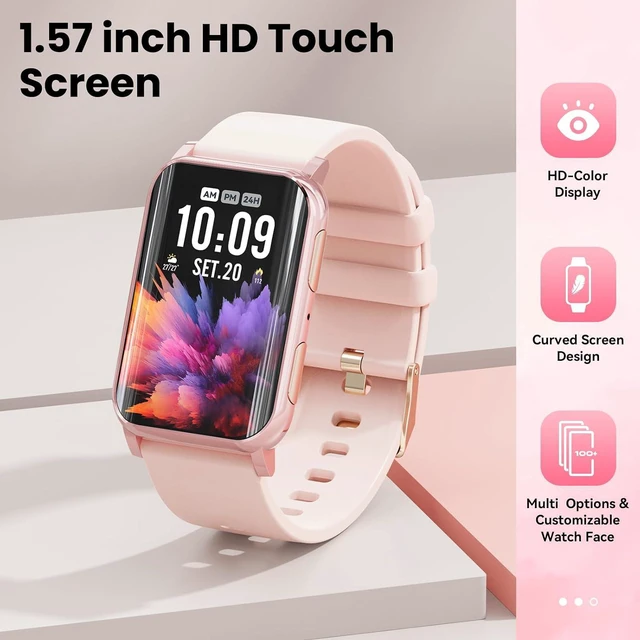 Alt view image 3 of 7 - Smart Watch for Men Women (Answer/Make Calls), 1.57" Curved Screen Fitness Tracker, smartwatch with 24/7 Heart Rate/Sleep Monitor, Two Straps Activity Trackers, Compatible with Android & iOS