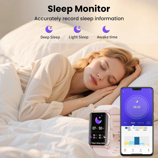 Alt view image 6 of 7 - Smart Watch for Men Women (Answer/Make Calls), 1.57" Curved Screen Fitness Tracker, smartwatch with 24/7 Heart Rate/Sleep Monitor, Two Straps Activity Trackers, Compatible with Android & iOS