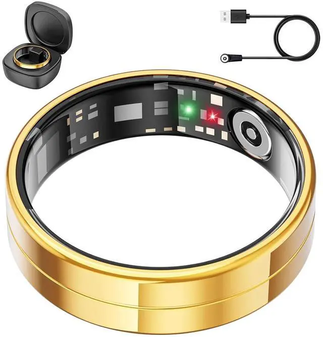 Main image of 2025 Gesture Control Smart Ring for Men & Women, Free Subscription New Ultra-Thin Fitness Tracker, 24/7 Tracking of Activity Health, Sleep, Body Temperature, Android and iOS (Gold Size 11)