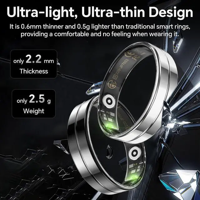 Alt view image 2 of 6 - 2025 Gesture Control Smart Ring for Men & Women, Free Subscription New Ultra-Thin Fitness Tracker, 24/7 Tracking of Activity Health, Sleep, Body Temperature, Android and iOS (Gold Size 11)