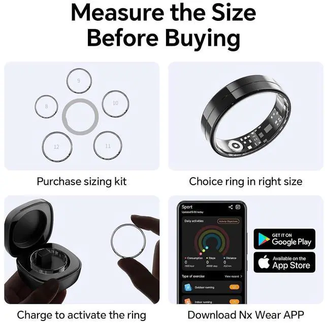 Alt view image 3 of 6 - 2025 Gesture Control Smart Ring for Men & Women, Free Subscription New Ultra-Thin Fitness Tracker, 24/7 Tracking of Activity Health, Sleep, Body Temperature, Android and iOS (Gold Size 11)