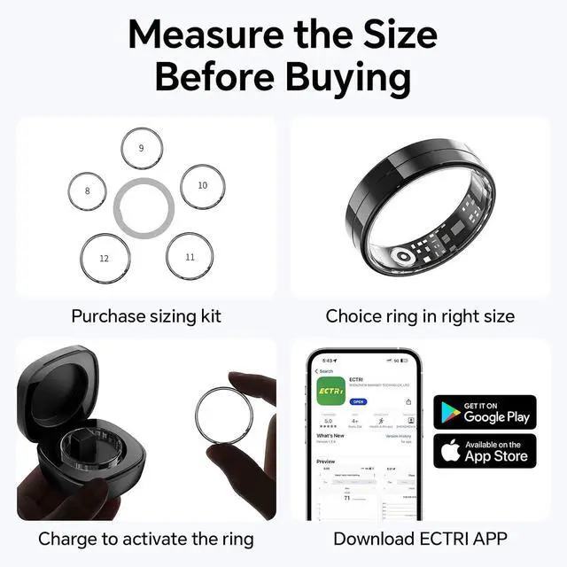 Alt view image 2 of 6 - 2025 Gesture Control Smart Ring for Men & Women, Free Subscription New Ultra-Thin Fitness Tracker, 24/7 Tracking of Activity Health, Sleep, Body Temperature, Android and iOS (Gold Size 12)