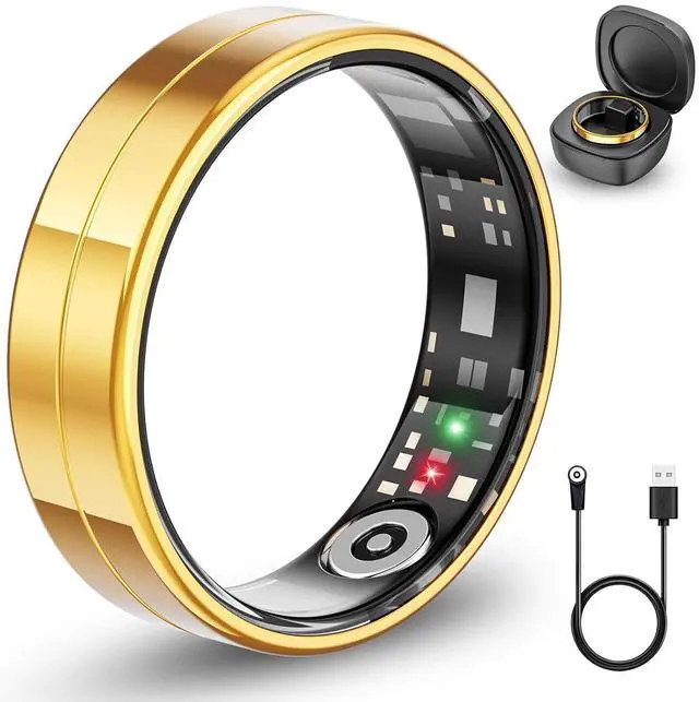 Main image of 2025 Gesture Control Smart Ring for Men & Women, Free Subscription New Ultra-Thin Fitness Tracker, 24/7 Tracking of Activity Health, Sleep, Body Temperature, Android and iOS (Gold Size 12)