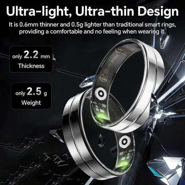 Alt view image 3 of 6 - 2025 Gesture Control Smart Ring for Men & Women, Free Subscription New Ultra-Thin Fitness Tracker, 24/7 Tracking of Activity Health, Sleep, Body Temperature, Android and iOS (Gold Size 12)