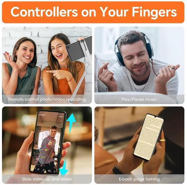Alt view image 6 of 6 - 2025 Gesture Control Smart Ring for Men & Women, Free Subscription New Ultra-Thin Fitness Tracker, 24/7 Tracking of Activity Health, Sleep, Body Temperature, Android and iOS (Gold Size 12)