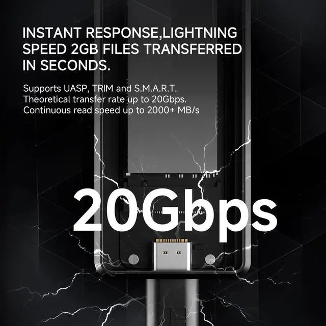 Alt view image 5 of 7 - HR-EB115 20G C Black-Aluminum housing with Active Cooling,NVMe Protocol Enclosure.USB 3.2 Gen 2, 20Gbps high-Speed Transfer.Suitable for Computers, Tablets, etc. Stable Transmission