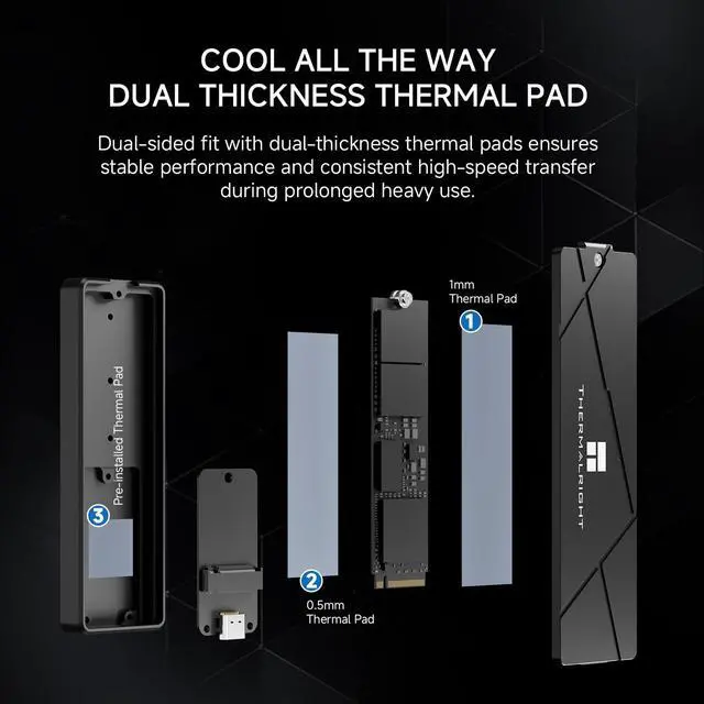 Alt view image 4 of 7 - HR-EB115 20G C Black-Aluminum housing with Active Cooling,NVMe Protocol Enclosure.USB 3.2 Gen 2, 20Gbps high-Speed Transfer.Suitable for Computers, Tablets, etc. Stable Transmission
