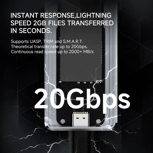 Alt view image 5 of 7 - HR-EB115 20G C Grey-Aluminum housing with Active Cooling,NVMe Protocol Enclosure.USB 3.2 Gen 2, 20Gbps high-Speed Transfer.Suitable for Computers, Tablets, etc. Stable Transmission, Grey