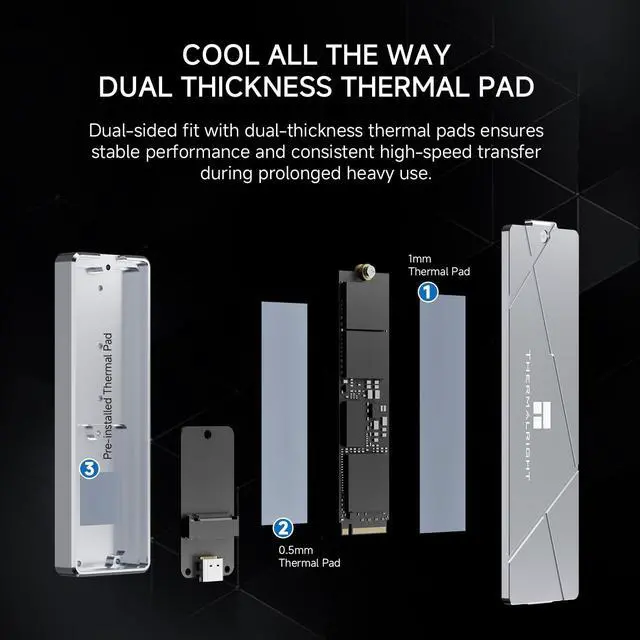 Alt view image 4 of 7 - HR-EB115 20G C Grey-Aluminum housing with Active Cooling,NVMe Protocol Enclosure.USB 3.2 Gen 2, 20Gbps high-Speed Transfer.Suitable for Computers, Tablets, etc. Stable Transmission, Grey