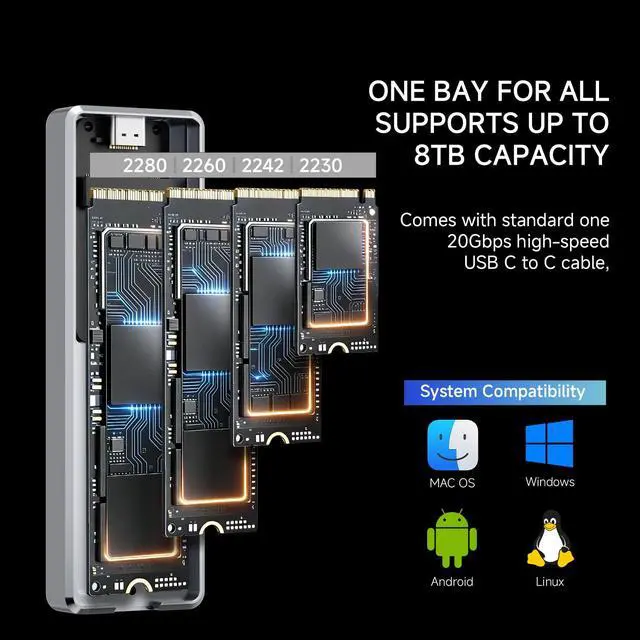 Alt view image 6 of 7 - HR-EB115 20G C Grey-Aluminum housing with Active Cooling,NVMe Protocol Enclosure.USB 3.2 Gen 2, 20Gbps high-Speed Transfer.Suitable for Computers, Tablets, etc. Stable Transmission, Grey