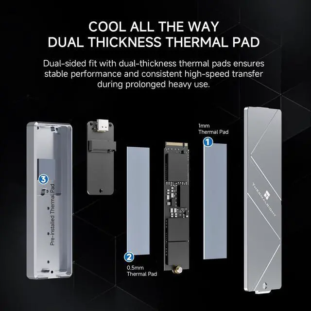Alt view image 4 of 7 - HR-EB120 20G C Grey-Aluminum housing with Active Cooling,NVMe Protocol Enclosure.USB 3.2 Gen 2, 20Gbps high-Speed Transfer.Suitable for Computers, Tablets, etc. Stable Transmission, Grey