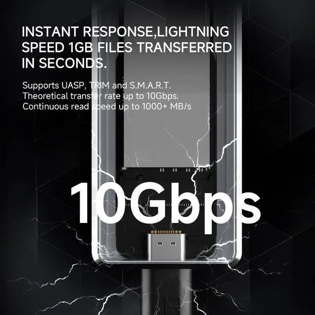 Alt view image 5 of 7 - HR-EB120 20G C Grey-Aluminum housing with Active Cooling,NVMe Protocol Enclosure.USB 3.2 Gen 2, 20Gbps high-Speed Transfer.Suitable for Computers, Tablets, etc. Stable Transmission, Grey