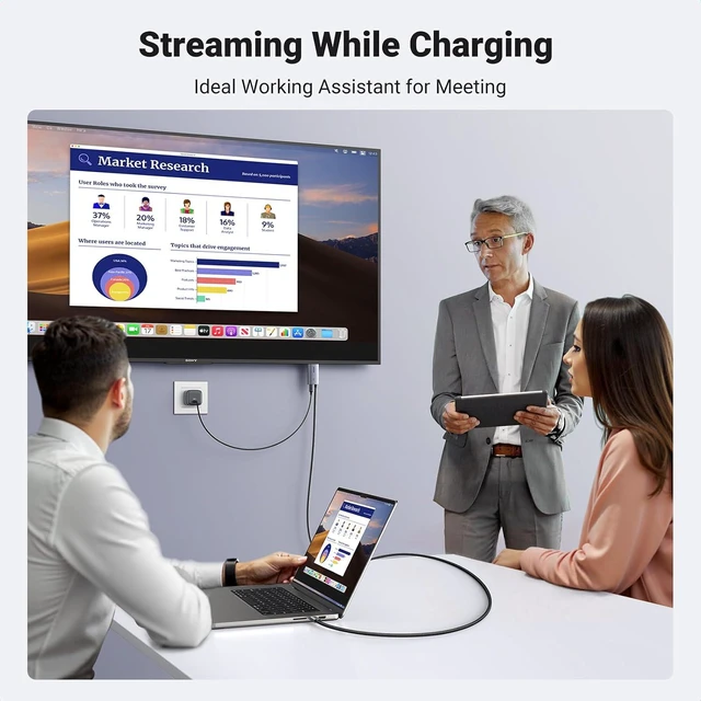 Alt view image 4 of 7 - USB C to HDMI Cable with 100W PD Fast Charging 4K@60Hz, 6.6FT