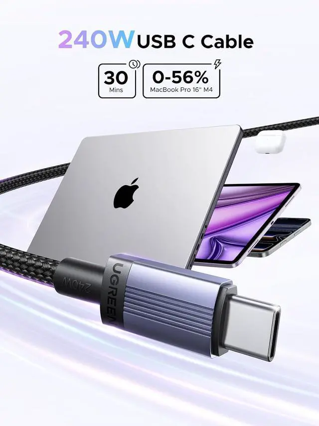 Alt view image 2 of 7 - UGREEN 240W USB C Cable 3-Pack, Fast Charging for Laptops & Phones, 6.6FT