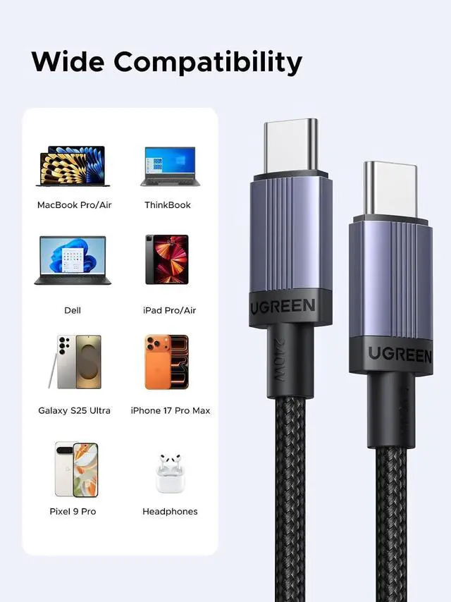 Alt view image 6 of 7 - UGREEN 240W USB C Cable 3-Pack, Fast Charging for Laptops & Phones, 6.6FT